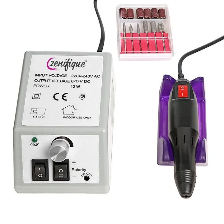 Freza unghii profesionala Zenifique®, pila electrica unghii false 20.000 RPM, gri cu 2-3 atribute — Păreri, Caracteristici & Verdict